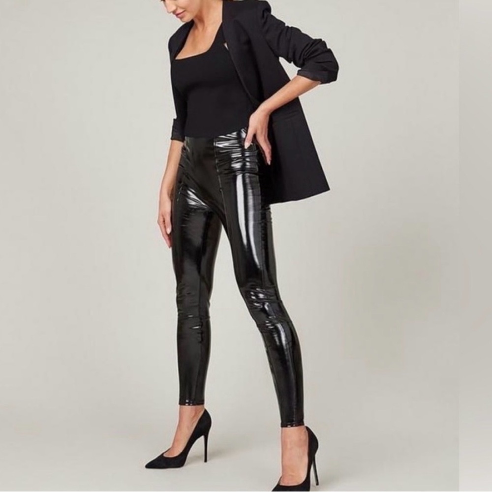 Shiny Black Faux Leather Leggings